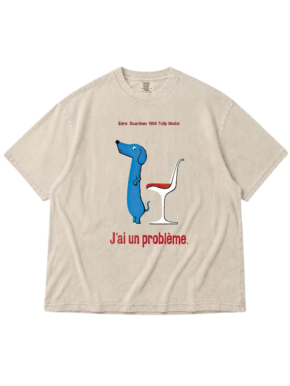 Comfort Colors Ivory Tee with Blue Dachshund Graphic